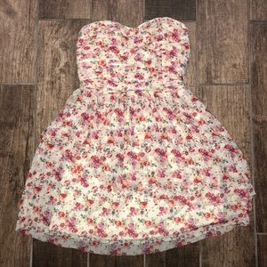 Strapless Short Floral Dress
